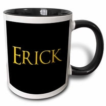 3drose, Erick Common Man Name in the America. Yellow on Black Charm, 11oz Two-tone Black Mug