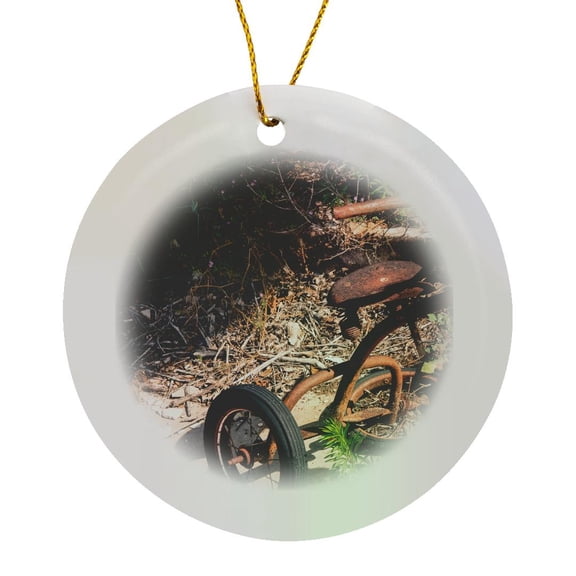 3drose, Erick, Oklahoma, Usa. Route 66., Circle Porcelain Ornament
