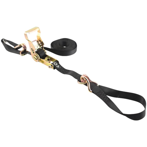 Erickson 01314 Black 1" x 15' Motorcycle/ATV Ratcheting Tie-Down Strap with Floating D-Ring