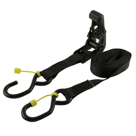 Erickson 01416 Soft Grip Ratcheting Tie Down Strap with Cap Locks, 4 Pack 1" X 15' Long, 1300lb Load Capacity