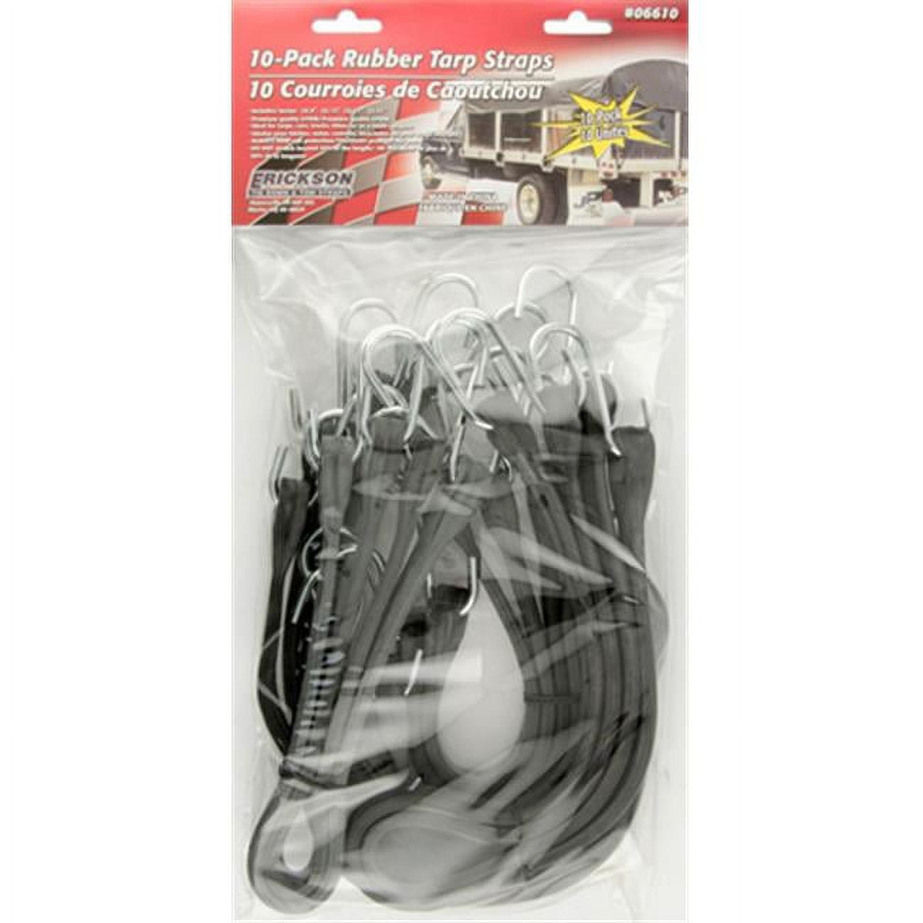Erickson 06610 Multiple Length EPDM Rubber Tarp Strap, (Pack of 10