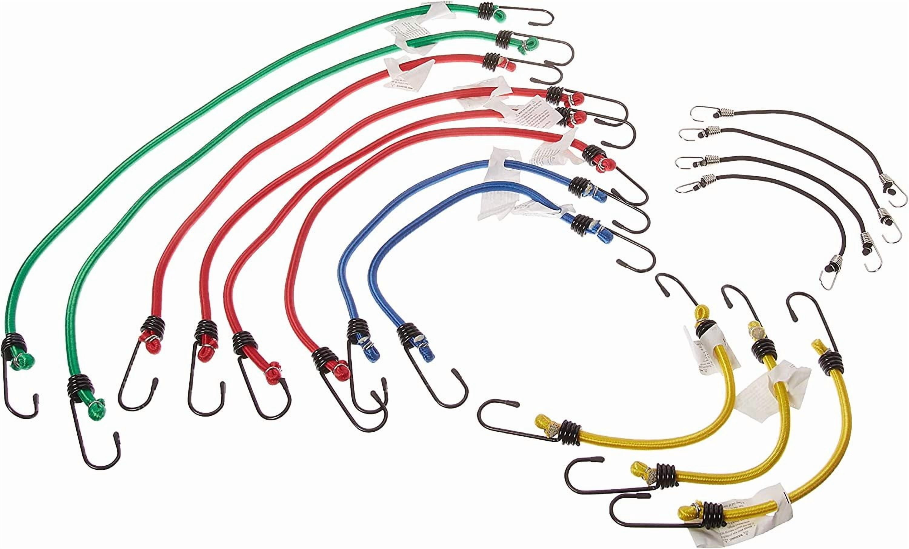 Erickson Bungey Cord Assortment - Multiple Length Rubber Bungee Cords - 15 Pack, Multicolor