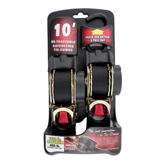 Erickson 34415 1" X 10' 1200 lb Re-Tractable Ratchet Tie Down Black