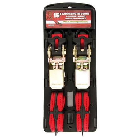 Erickson 1" X 15' 1200 Lb Racheting Tiedowns Red 34401