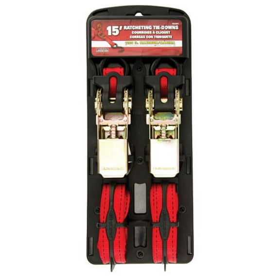 Erickson 1" X 15' 1200 Lb Racheting Tiedowns Red 34401
