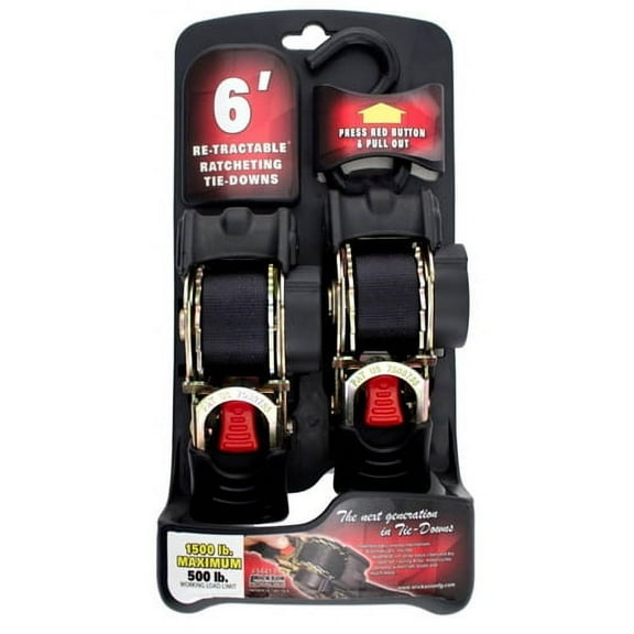 Erickson Cargo Strap,Ratchet,6ft x 1In,500lb,PK2 34413