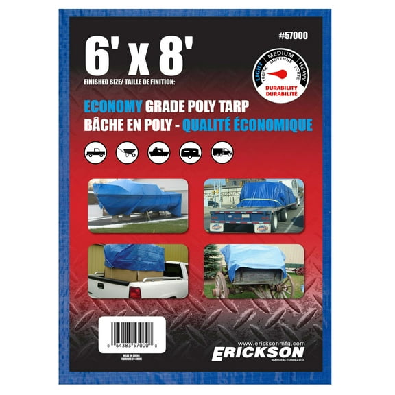 Erickson 6'x8' Blue Economy Poly Tarp