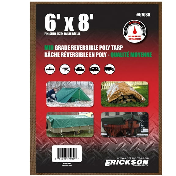 Erickson 6'x8' Reversible Mid Grade Poly Tarp Brown/Green