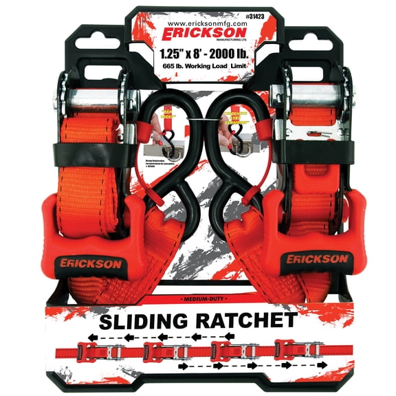 Erickson 2 Pk 1 1/4" X 8' 2000 Lb Sliding Ratchets