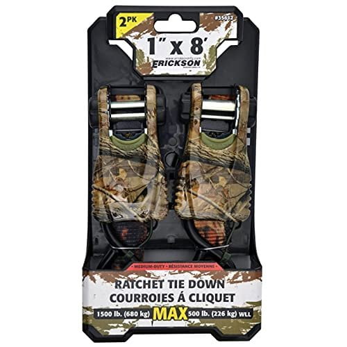 Erickson Ratchet Straps 35612 - Ratcheting Tie-Downs, 25 Ratchet Strap - 2 Pack, Green