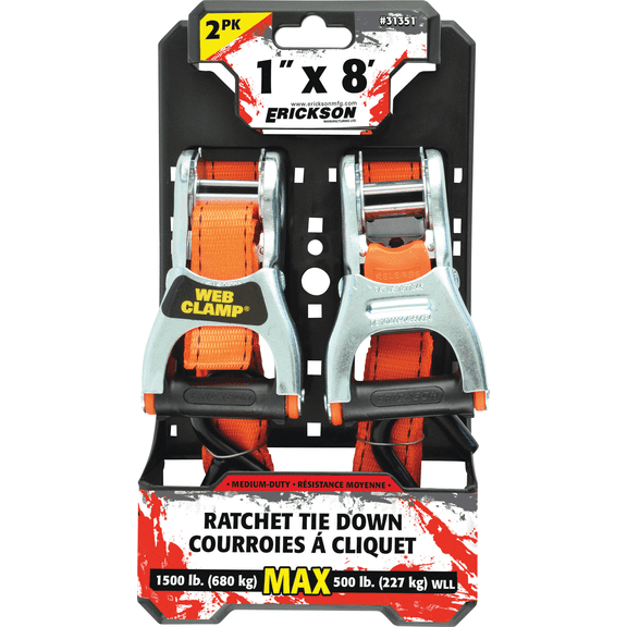 Erickson Web Clamp Ratchet Tie-Down - Pack of 4