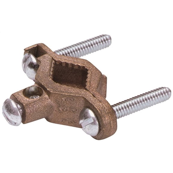 nVent ERICO CWP1J Pipe Clamp, Clamping Range: 1/2 to 1 in, #10 to 2 AWG Wire, Silicone Bronze