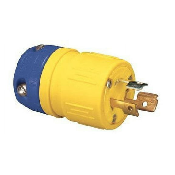 Ericson 2310-P Plug, Perma-Link, NEMA L5-20, 2 Pole/3 Wire Locking Blade, 20 Amp, 125V, 1 Phase, Safety Yellow