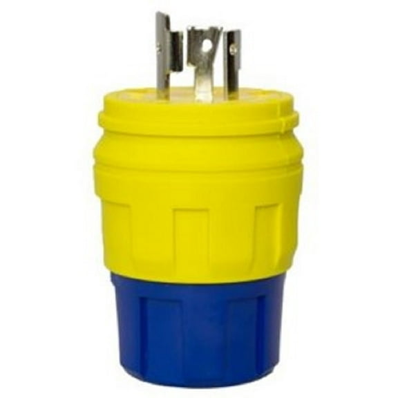 Ericson 2310-PW6P Plug, Perma-Tite, NEMA L5-20, 2 Pole/3 Wire Locking Blade, 20 Amp, 125V, 1 Phase, Safety Yellow
