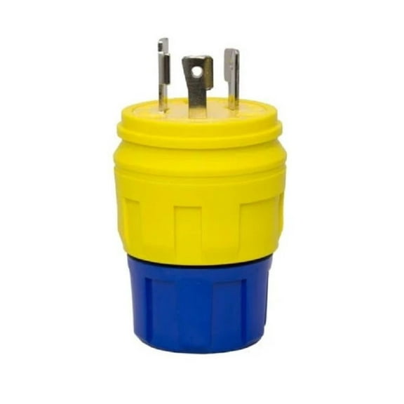 Ericson 2510-PW6P Plug, Perma-Tite, NEMA L5-30, 2 Pole/3 Wire Locking Blade, 30 Amp, 125V, 1 Phase, Safety Yellow