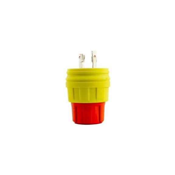 Watertight Locking Plug, L16-30P, 30 A, 480V AC, Three Phase, 3 Pole, Yellow 2524-PW6P-AM