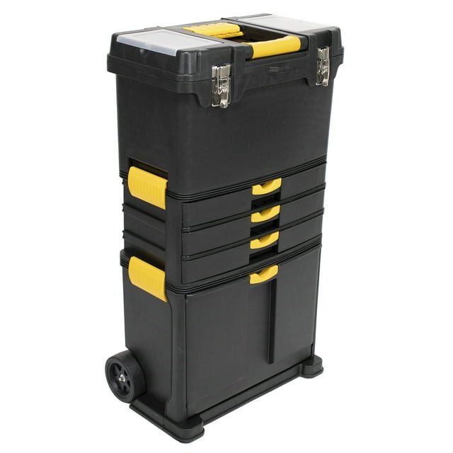Erie Tools® Rolling Mobile Portable Toolbox with Foldable Handle & 3
