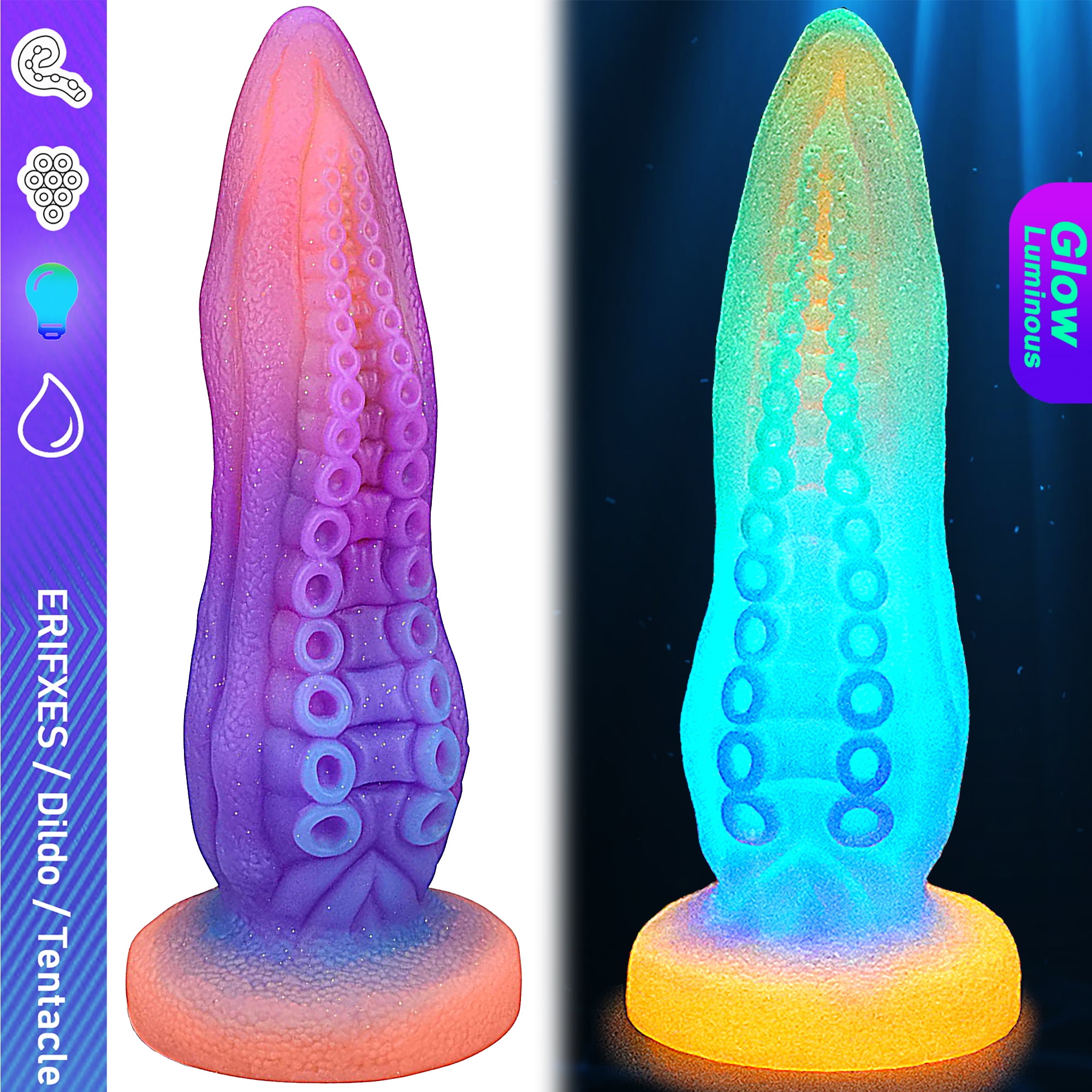 Erifxes Dildo Dildos Sex Toys 9.6 inch Huge Tentacle Adult Toy, Glowing Sucking Octopus Silicone Dildos with Suction Cup, G Spot Stimulator Sex Toy for Women Pleasure Hands-Free Play picture
