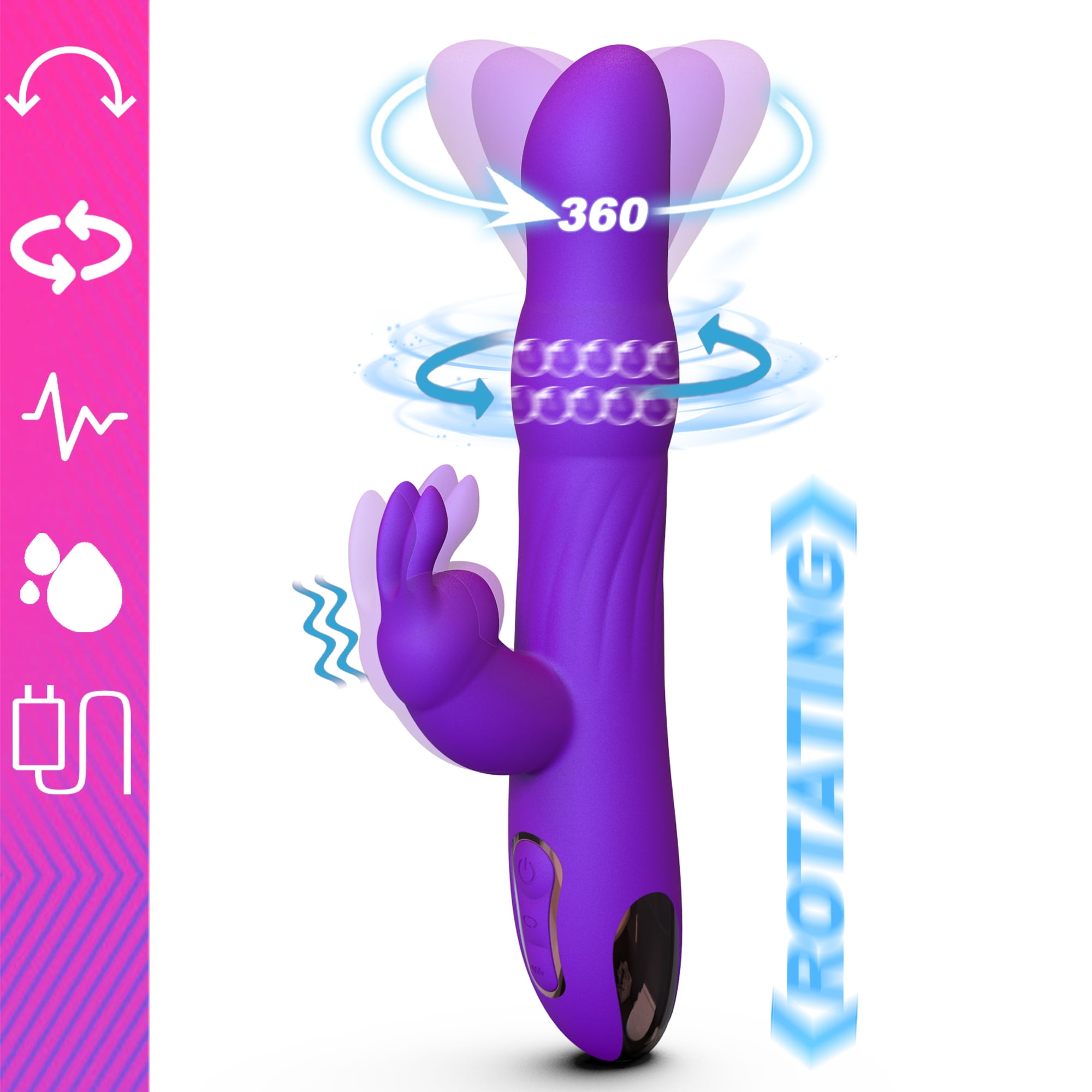 Erifxes Thrusting Rabbit Vibrator Sex Toys for Women, Rotating Swing with Beads, Triple Stimulating Adult Toy, Massager for Couples Pleasure Sexual Games, Clitoral G-spot Stimulation