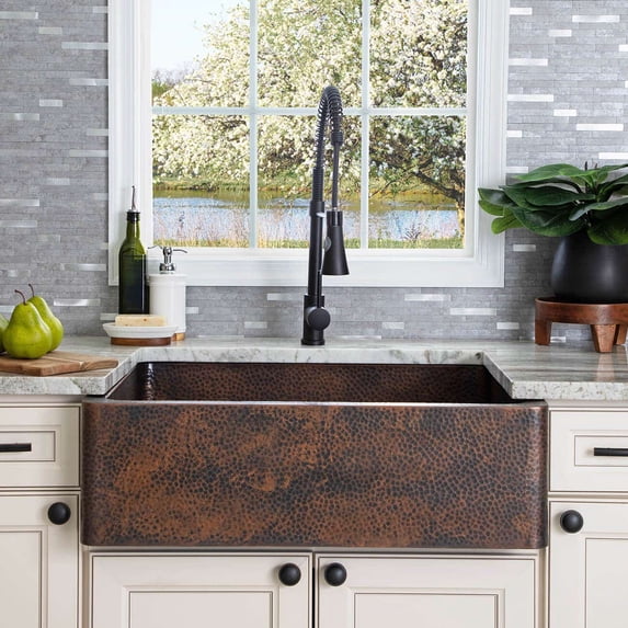Erik 30 Inch Copper Farmhouse Apron Sink
