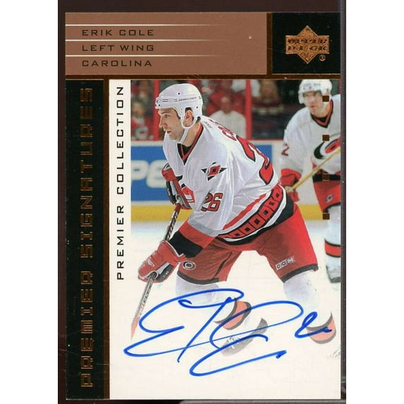Erik Cole Card 2002-03 UD Premier Collection Signatures Bronze #SEC