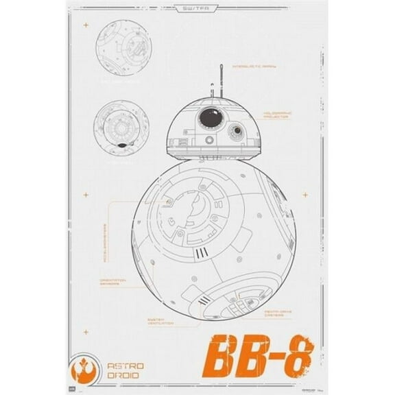 Erik Posters XPE160377 Star Wars Bb-8 Blueprint Poster Print, 24 x 36