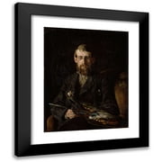 Erik Werenskiold 12x14 Black Modern Framed Museum Art Print Titled - Portrait of the Painter Nils Hansteen (1877)