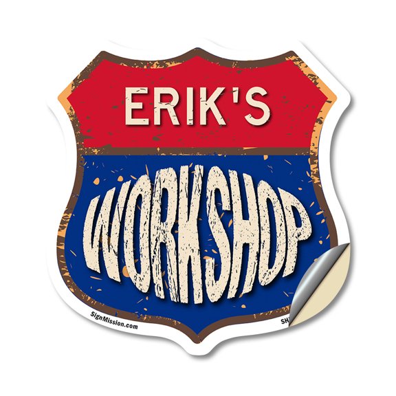 Erik's Workshop 18 inch X 18 inch Shield Shaped Heavy Duty 3.2 mil Vinyl Decal Weather Resistant, UV Protected To last, Gift for Dads and Uncles Classic Americana Crafted in the USA