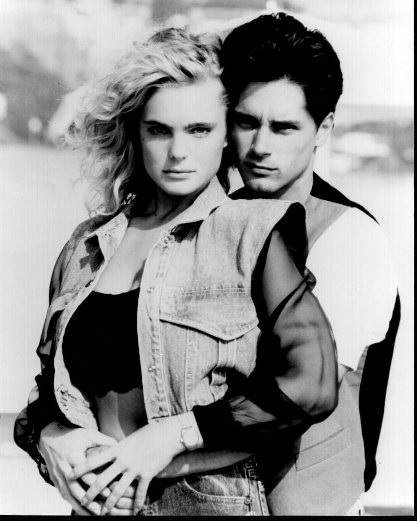 Erika Eleniak And Billy Warlock For Baywatch Black And White Photo