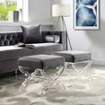 thumbnail image 1 of Inspired Home Nelly Velvet and Acrylic X-Leg Ottoman Stool, Grey, 1 of 8