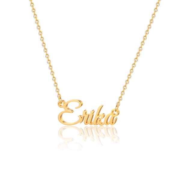 Erika Name Necklace Personalized, Gold Plated Custom Name Necklace Charm Jewelry Gift for Women