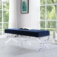 thumbnail image 1 of Erika Navy Velvet Bench - Acrylic X-Legs, 1 of 8