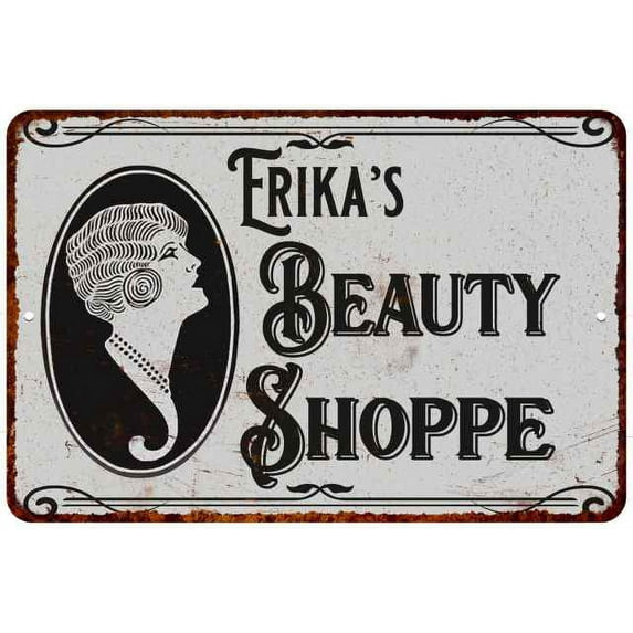 Erika's Beauty Shoppe Chic Sign Vintage Decor 8x12 Metal Sign 208120021301