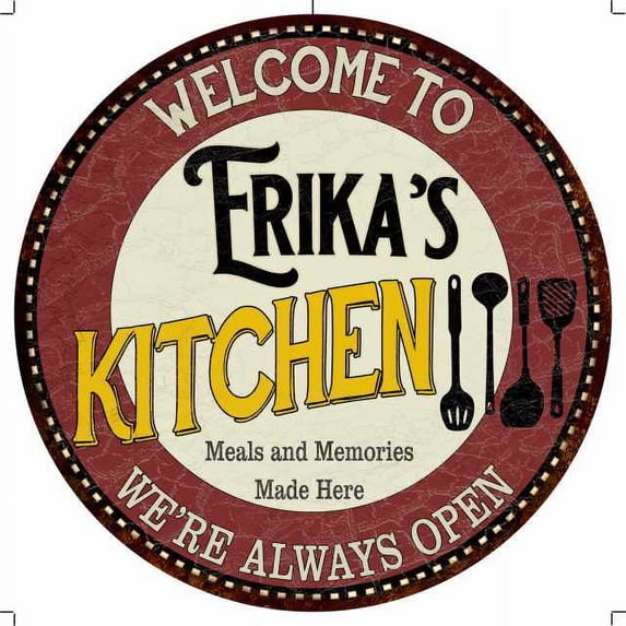Erika's Kitchen 14" Round Metal Sign Bar Game Room Wall Decor 100140040300