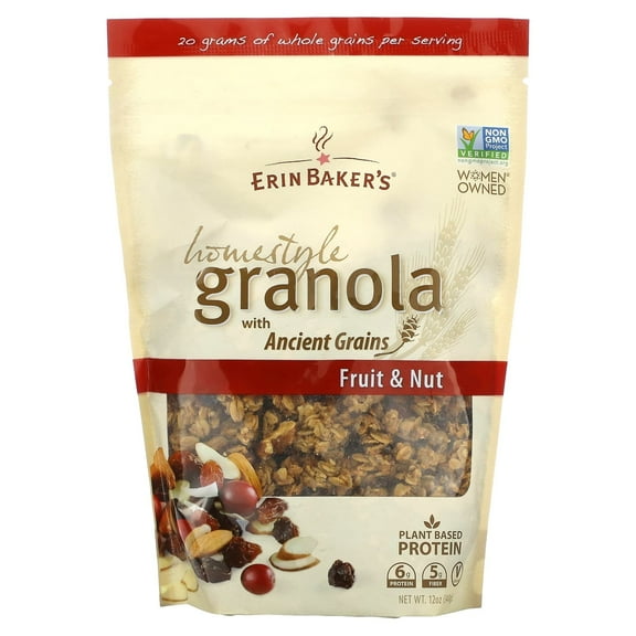 Erin Baker's, Homestyle Granola with Ancient Grains, Fruit & Nut, 12 oz (340 g) Pack of 4