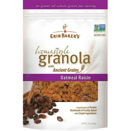 Erin Bakers Oatmeal Raisin Homestyle Granola, 12 Ounce -- 6 per Case.