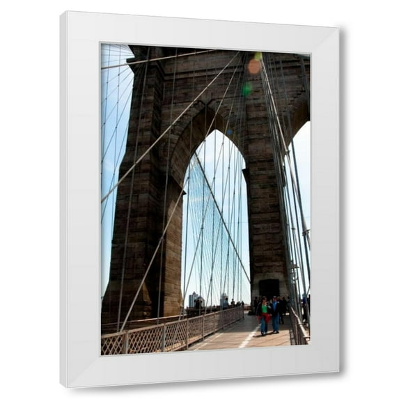 Erin Berzel 11x14 White Modern Wood Framed Wall Art Titled - Brooklyn Bridge II