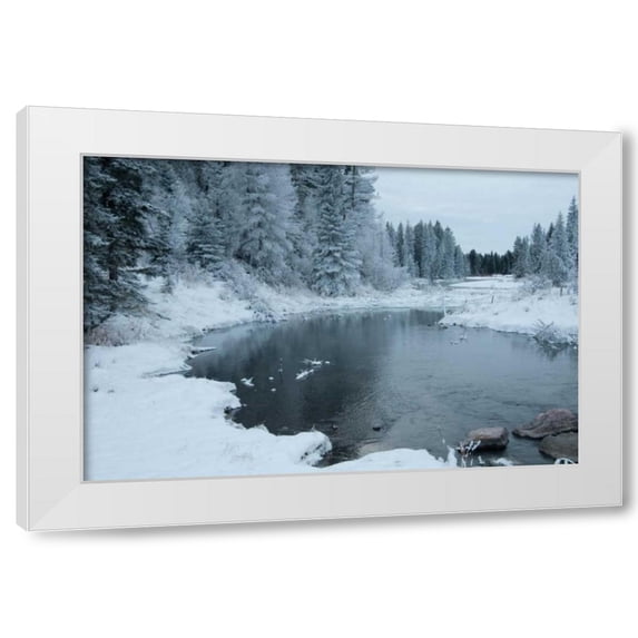 Erin Berzel 14x11 White Modern Wood Framed Wall Art Titled - Winter on the Lake I