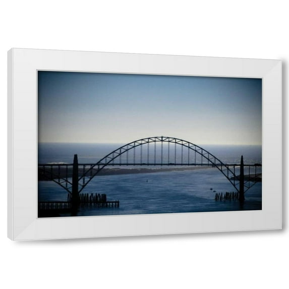 Erin Berzel 18x13 White Modern Wood Framed Wall Art Titled - Yaquina Bay Bridge I