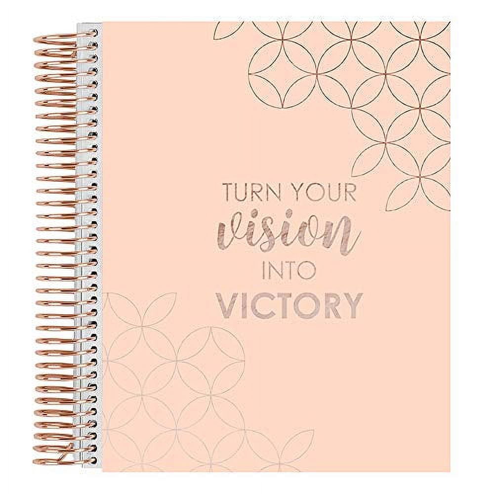 Erin Condren 7" x 9" Prompted Vision Journal - Cherry Blossom Changeable Cover w/Rose Gold Coil. Vision Spreads, Lined, Dot Grid, Sketchbook Pages w/ 160 pg/80 Sheets of 80# Mohawk Paper