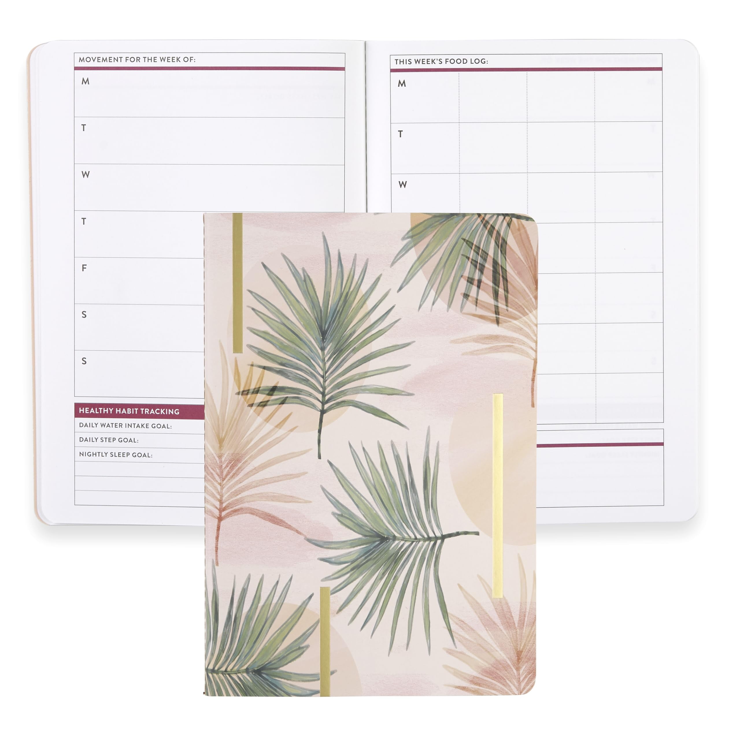 Erin Condren Wellness Log Petite Planner - Elevate Your Wellness Journey On-The-Go - Watercolor Palms