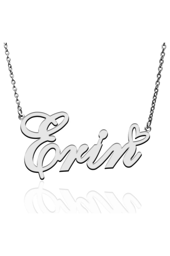 Erin Custom Name Necklace Customized Personalized Plated Name Necklace for Mother Daughter Friendship Women Valentine's Day Christmas Birthday New Year Silver