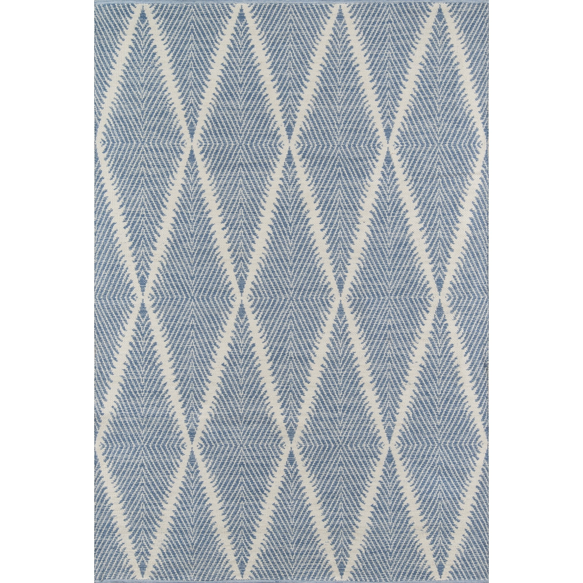 Denim and White Geometric Trellis Hand-Woven Area Rug 2' x 3'
