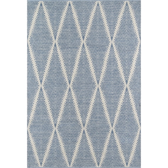 Momeni Indoor/Outdoor Geometric Modern Contemporary Area Rugs, Blue/White,24" x 36"