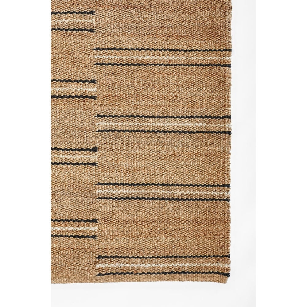 Handwoven Black Stripe Wool-Chenille 9' x 12' Area Rug