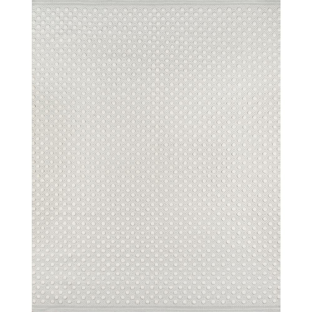 Handmade Sky Blue Geometric Wool Rectangular Rug 3'9" x 5'9"