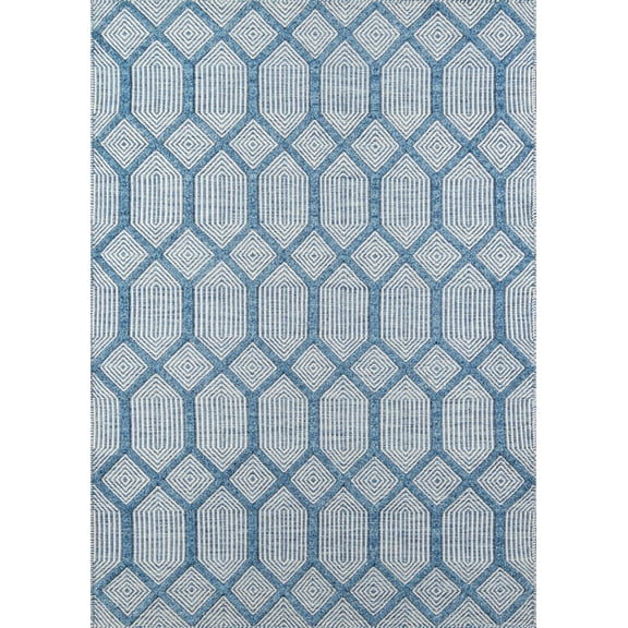 Erin Gates by Momeni Langdon Cambridge Hand Woven WoolBlue Area Rug 5' X 8'