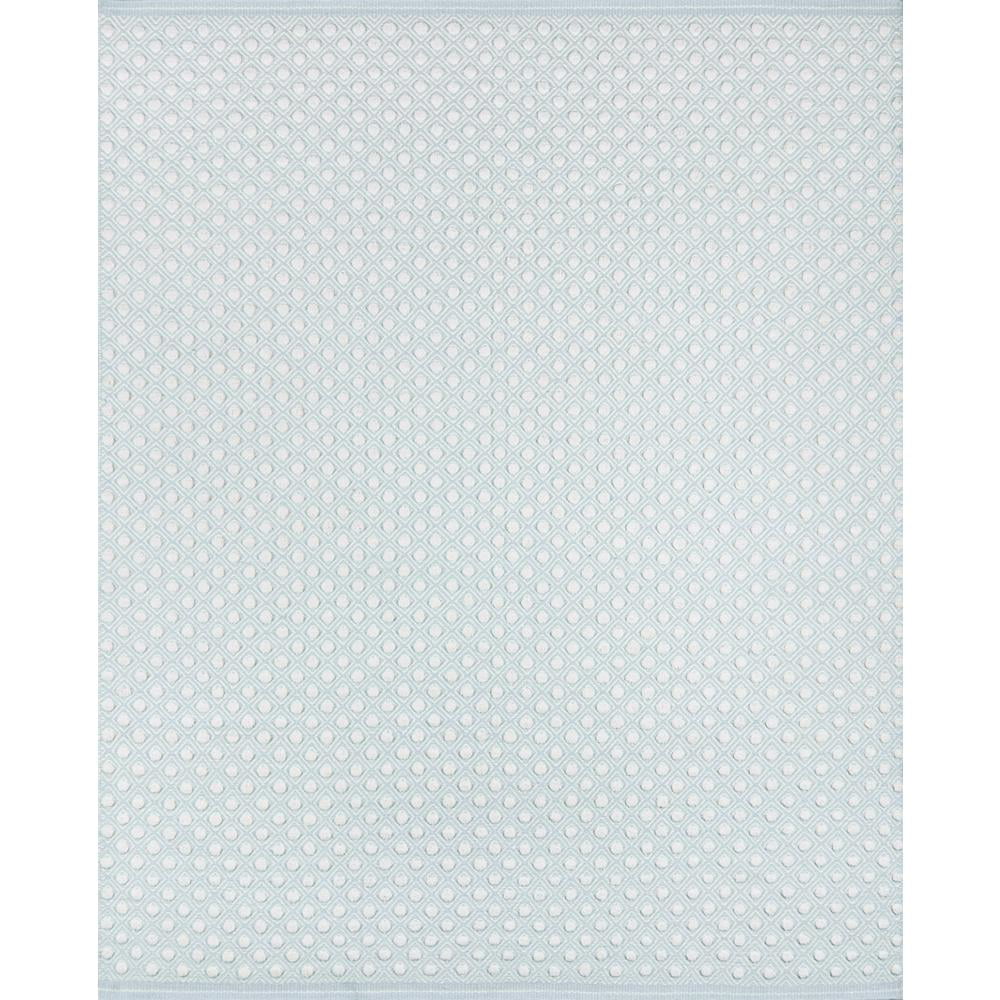 Langdon Handwoven Wool Rug in Sky Blue with Diamond Pattern