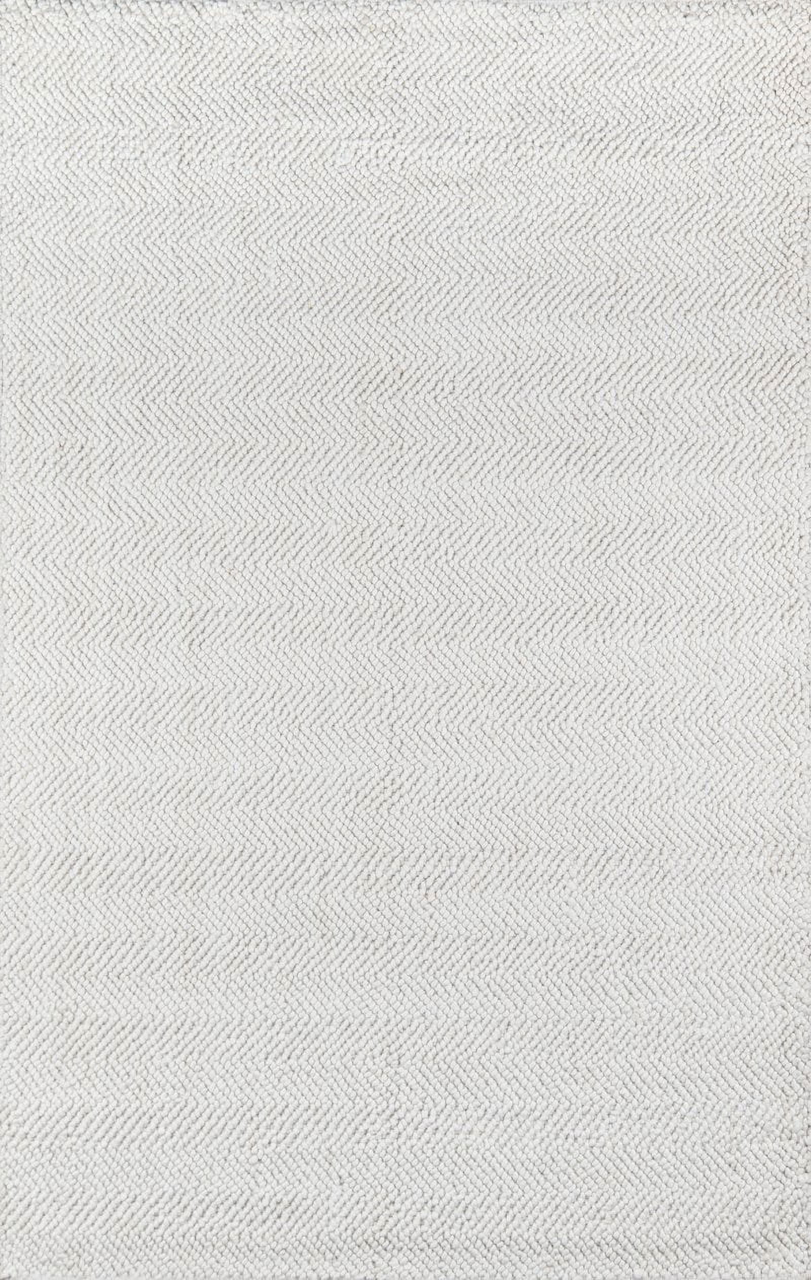 Ivory Herringbone Handwoven Wool & Synthetic 3'9" x 5'9" Rug