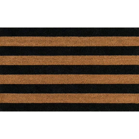 Erin Gates by Momeni Park Stripe Black Hand Woven Natural Coir Doormat 1'6" X 2'6"